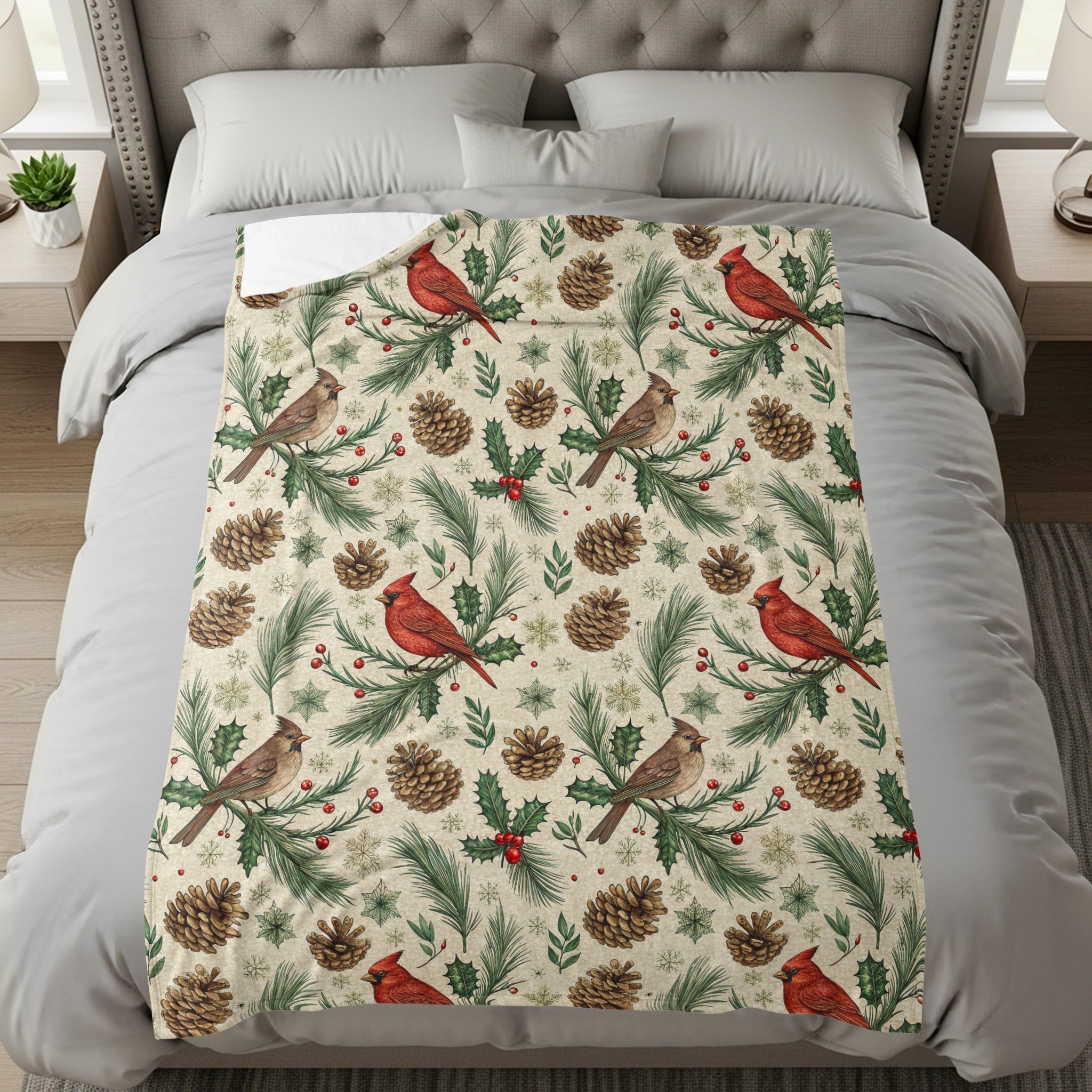 Beautiful Birds and Pinecone Pattern Bedding